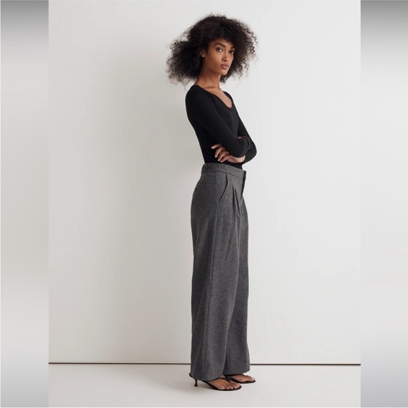Madewell Pants - NWOT Madewell The Harlow Low-Slung Wool Wide-Leg Pant Mid Gray Melange Size 6
